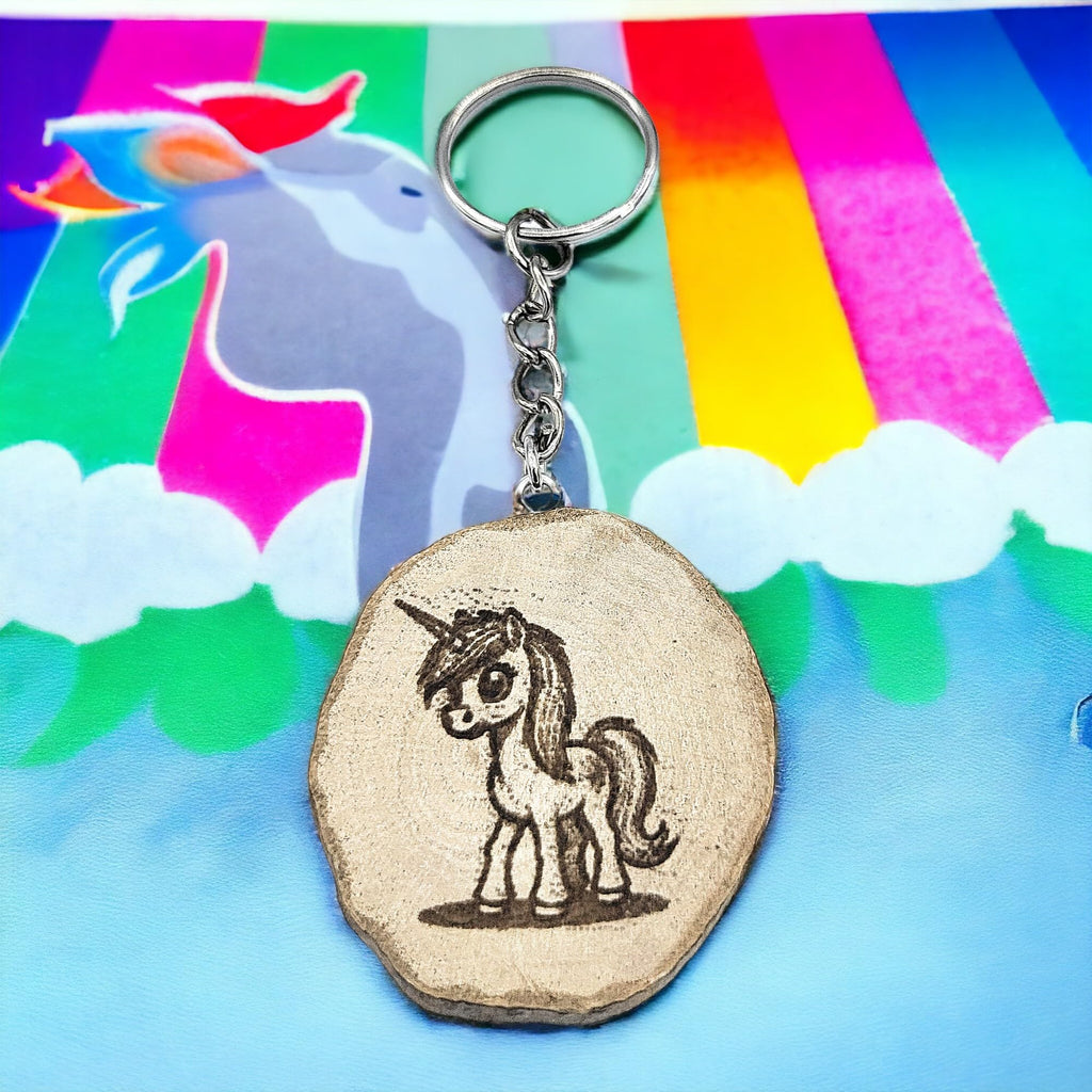 Majisches Einhorn Little Pony Lasergravierter Holz Schlüsselanhänger