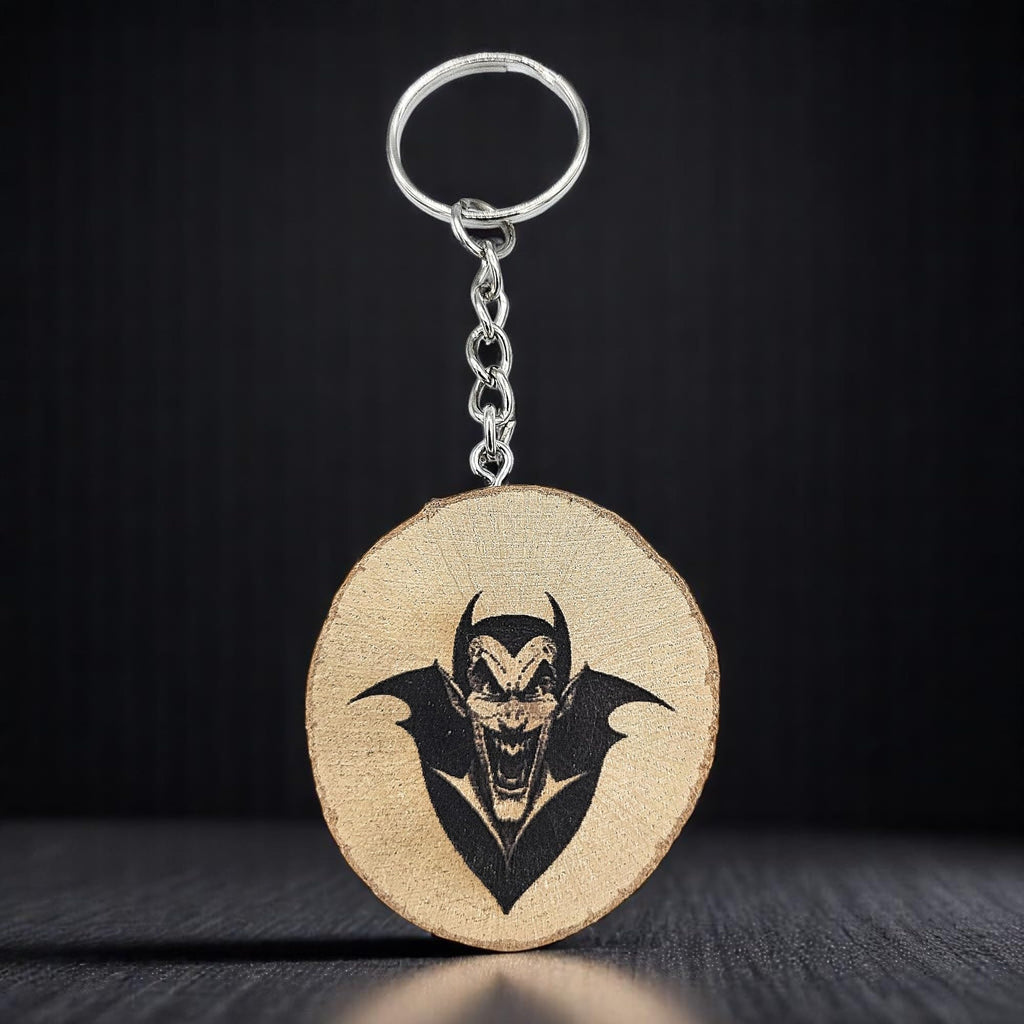 Portachiavi in legno inciso al laser Dracula Nosferatu Vampiro