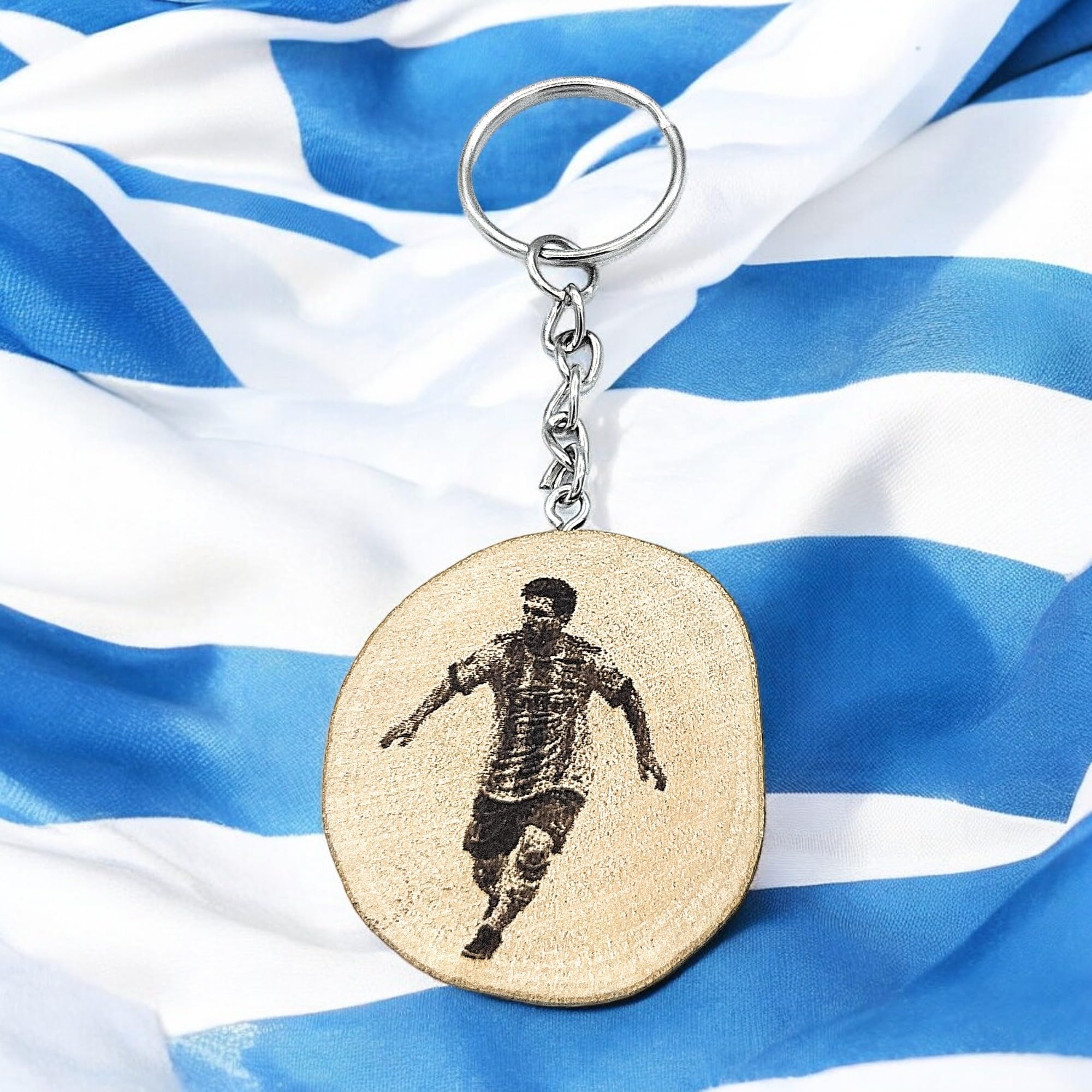 Nummer 10 Argentinien Fußball Lasergravierter Holz Schlüsselanhänger