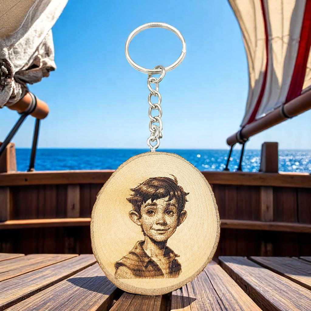 Peter Pan Lasergravierter Holz Schlüsselanhänger