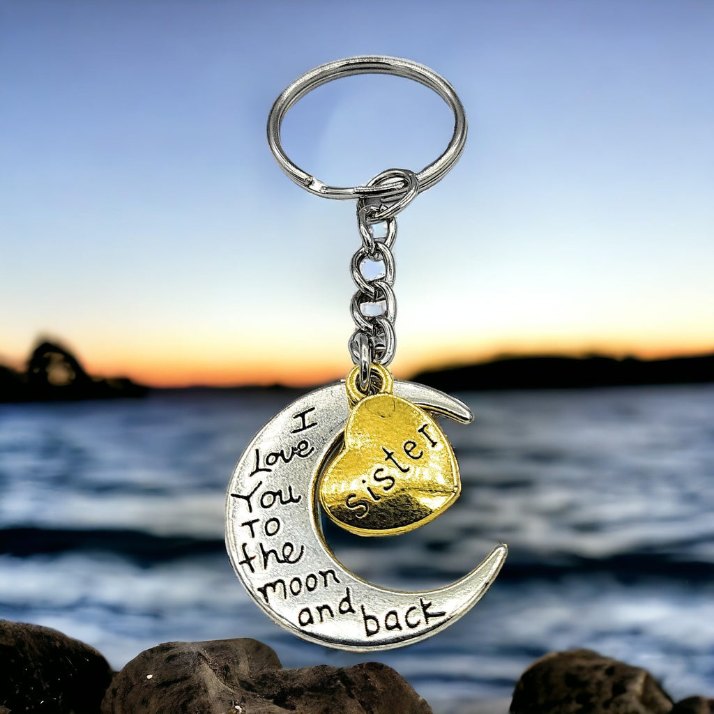 Metal 'Ich liebe Dich zum Mond und Zurück' Schlüsselanhänger