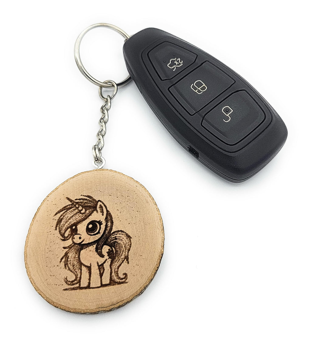 Little Pony Majisches Einhorn Lasergravierter Holz Schlüsselanhänger