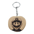Promotech Gamer Mario Handgefertigter Lasergravierter Einzelstück Schlüsselanhänger aus Holz – Retro Videospiel Design, Naturholz, Geschenkidee für Gamer