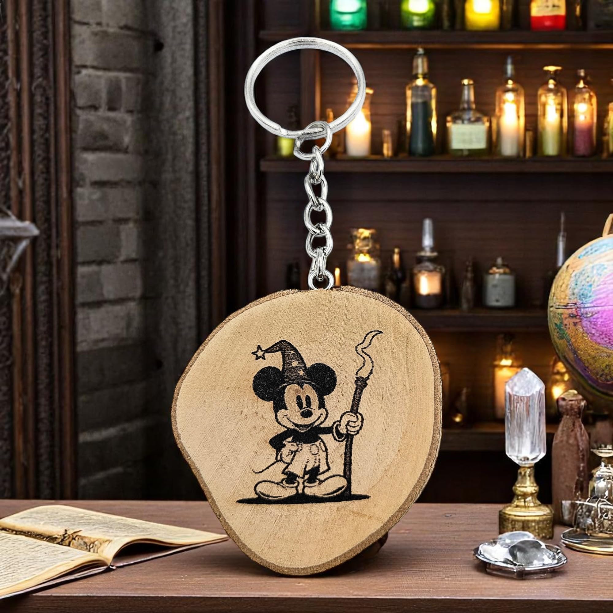 „Majic Maus Zauberer“ Lasergravierter Holz Schlüsselanhänger