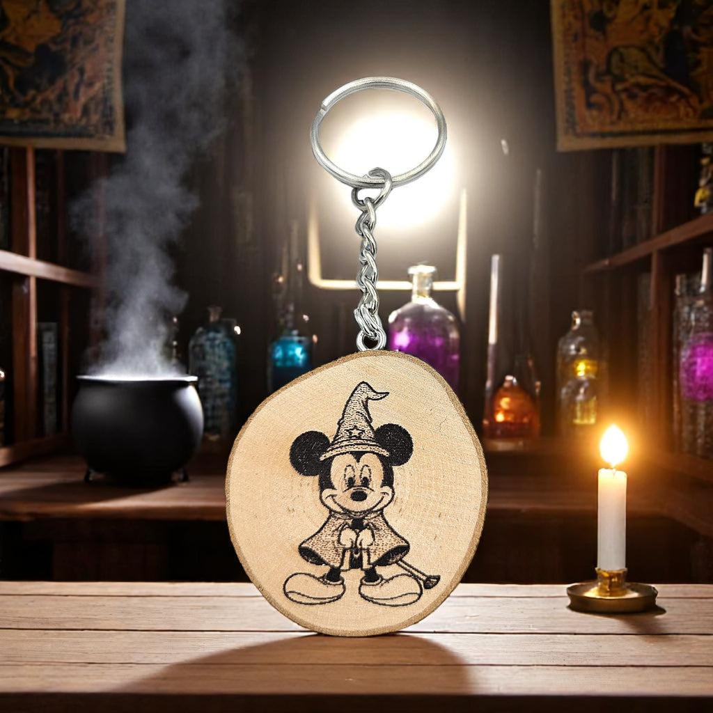 „Majic Maus Zauberer“ Lasergravierter Holz Schlüsselanhänger