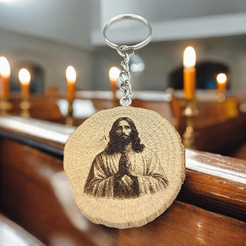 Jesus Christus Lasergravierter Holz Schlüsselanhänger