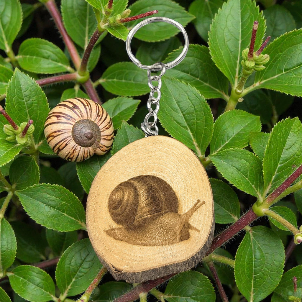 Schnecke Lasergravierter Holz Schlüsselanhänger