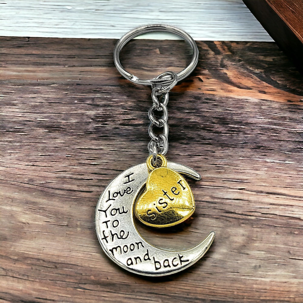 Metal 'Ich liebe Dich zum Mond und Zurück' Schlüsselanhänger