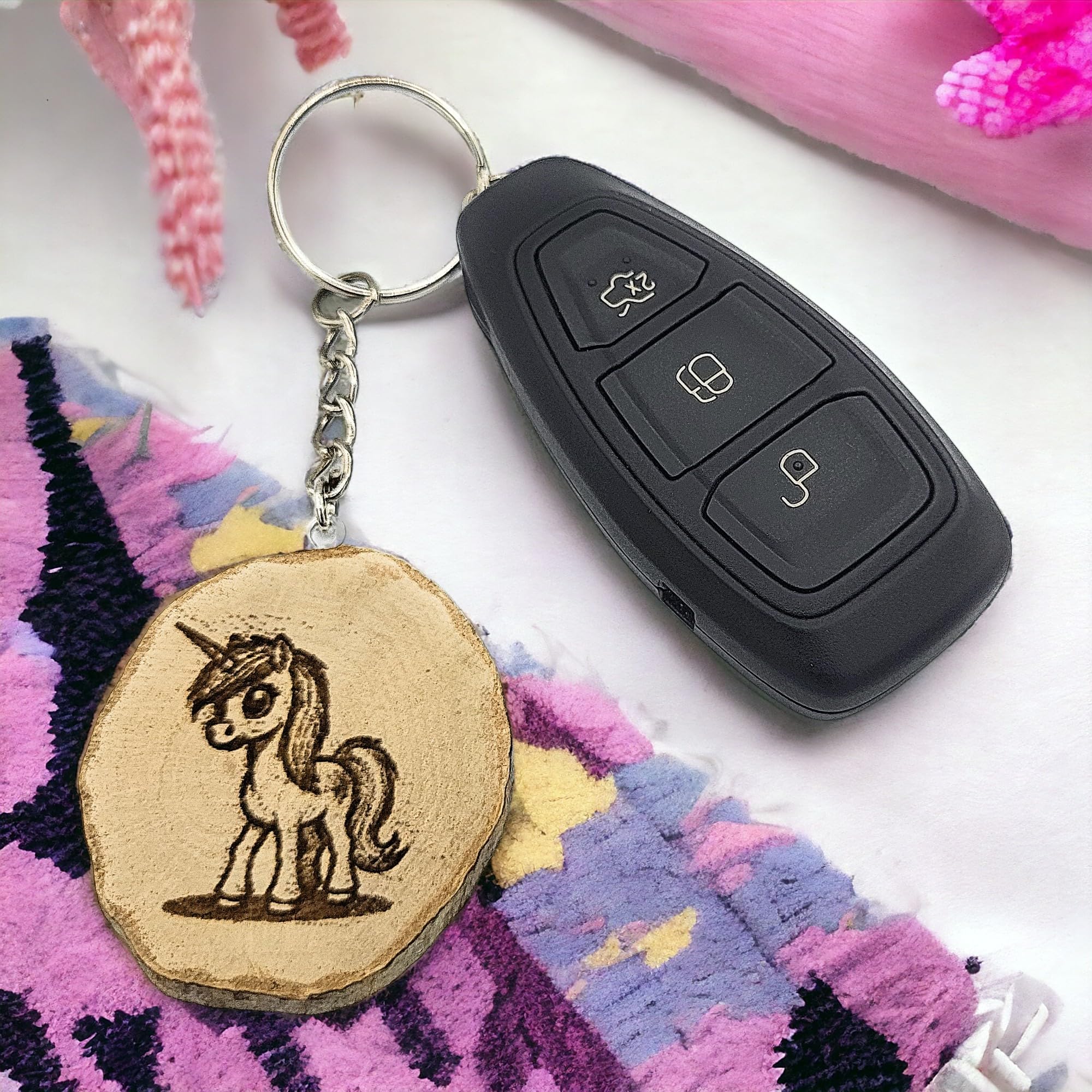 Majisches Einhorn Little Pony Lasergravierter Holz Schlüsselanhänger