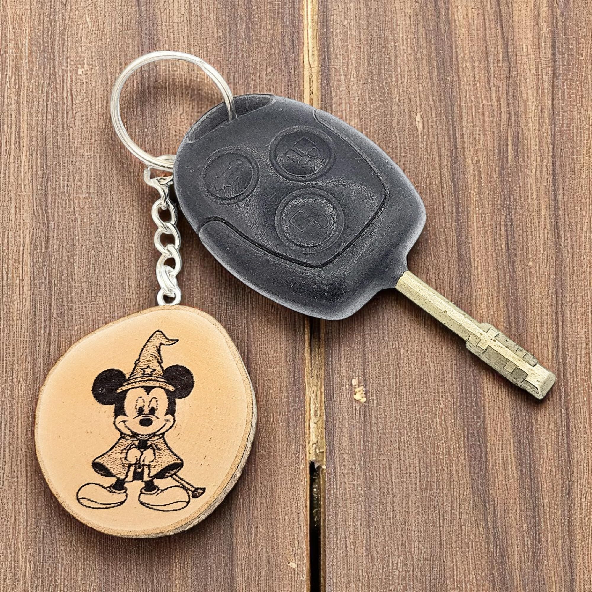 „Majic Maus Zauberer“ Lasergravierter Holz Schlüsselanhänger