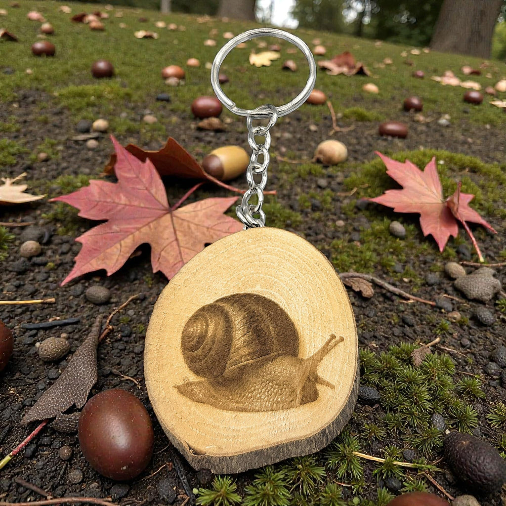 Schnecke Lasergravierter Holz Schlüsselanhänger