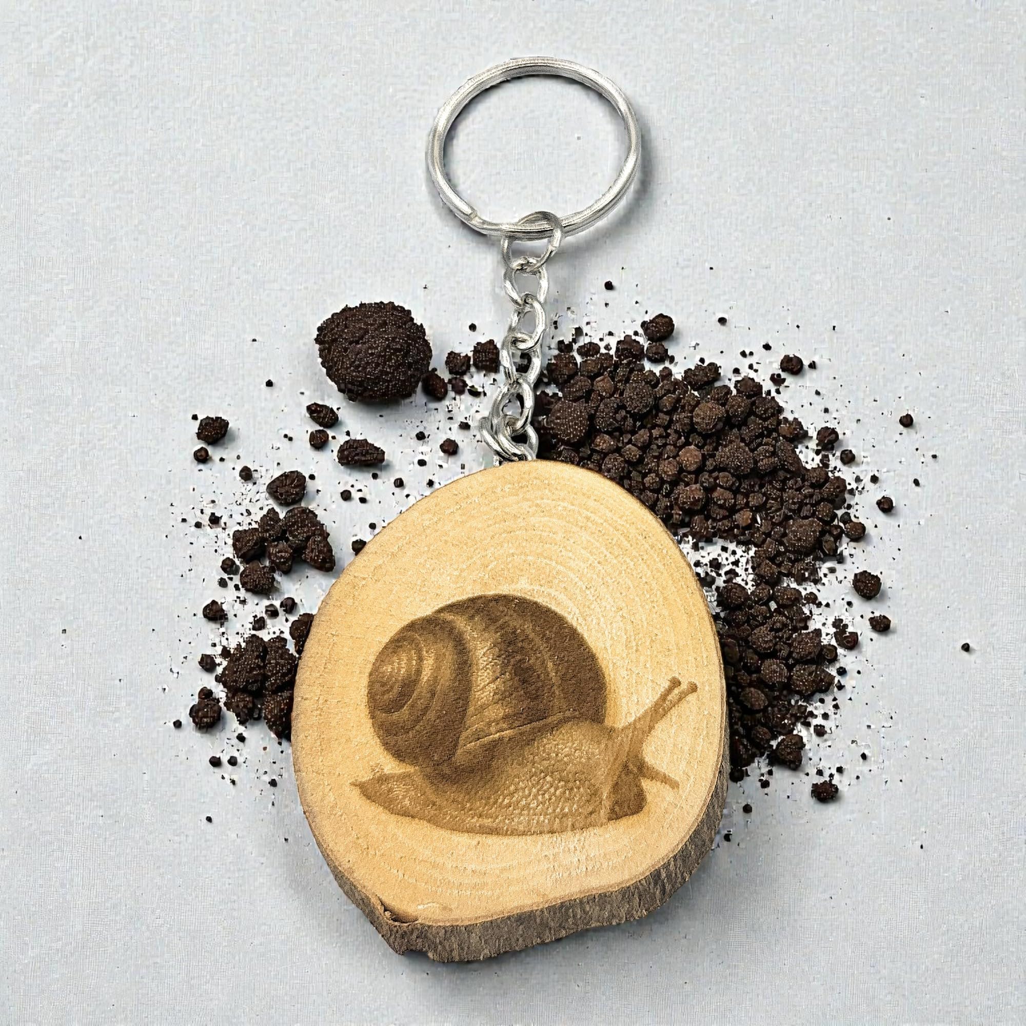 Schnecke Lasergravierter Holz Schlüsselanhänger