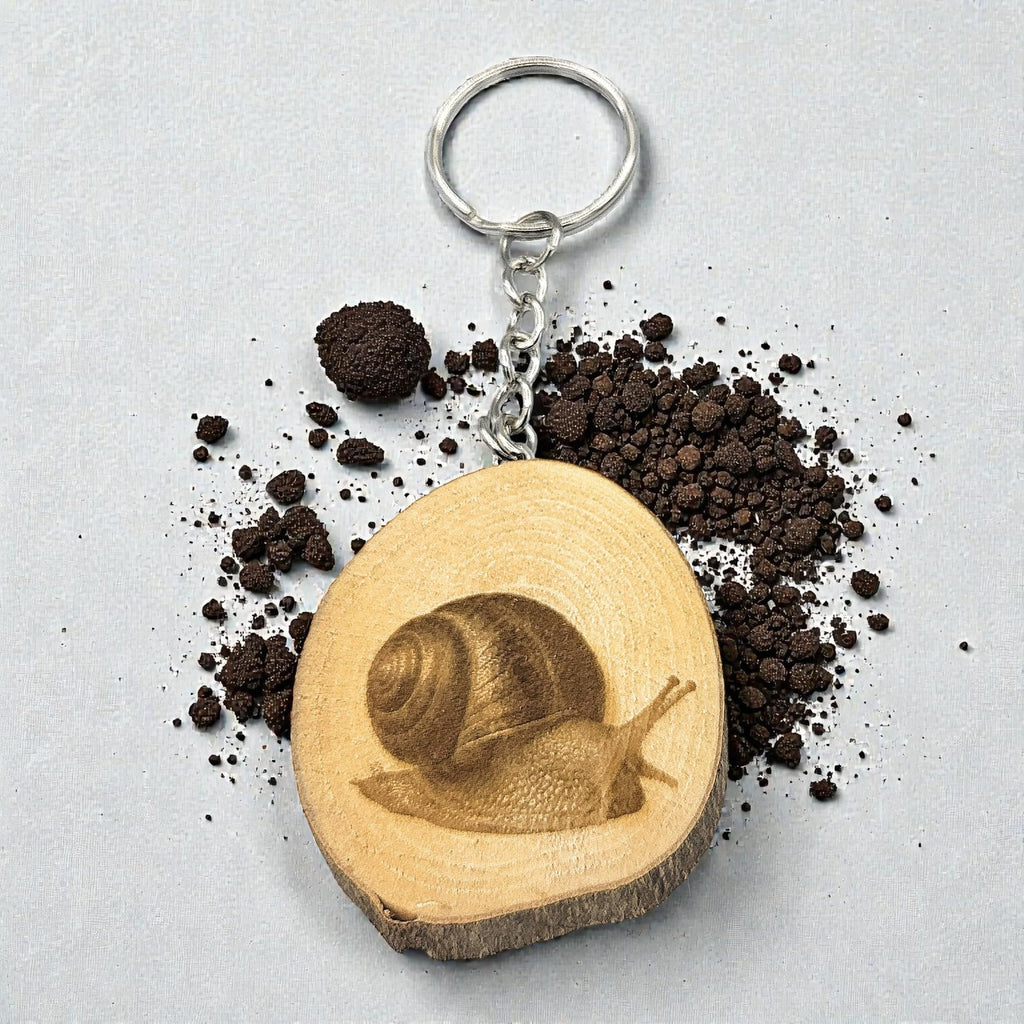 Schnecke Lasergravierter Holz Schlüsselanhänger