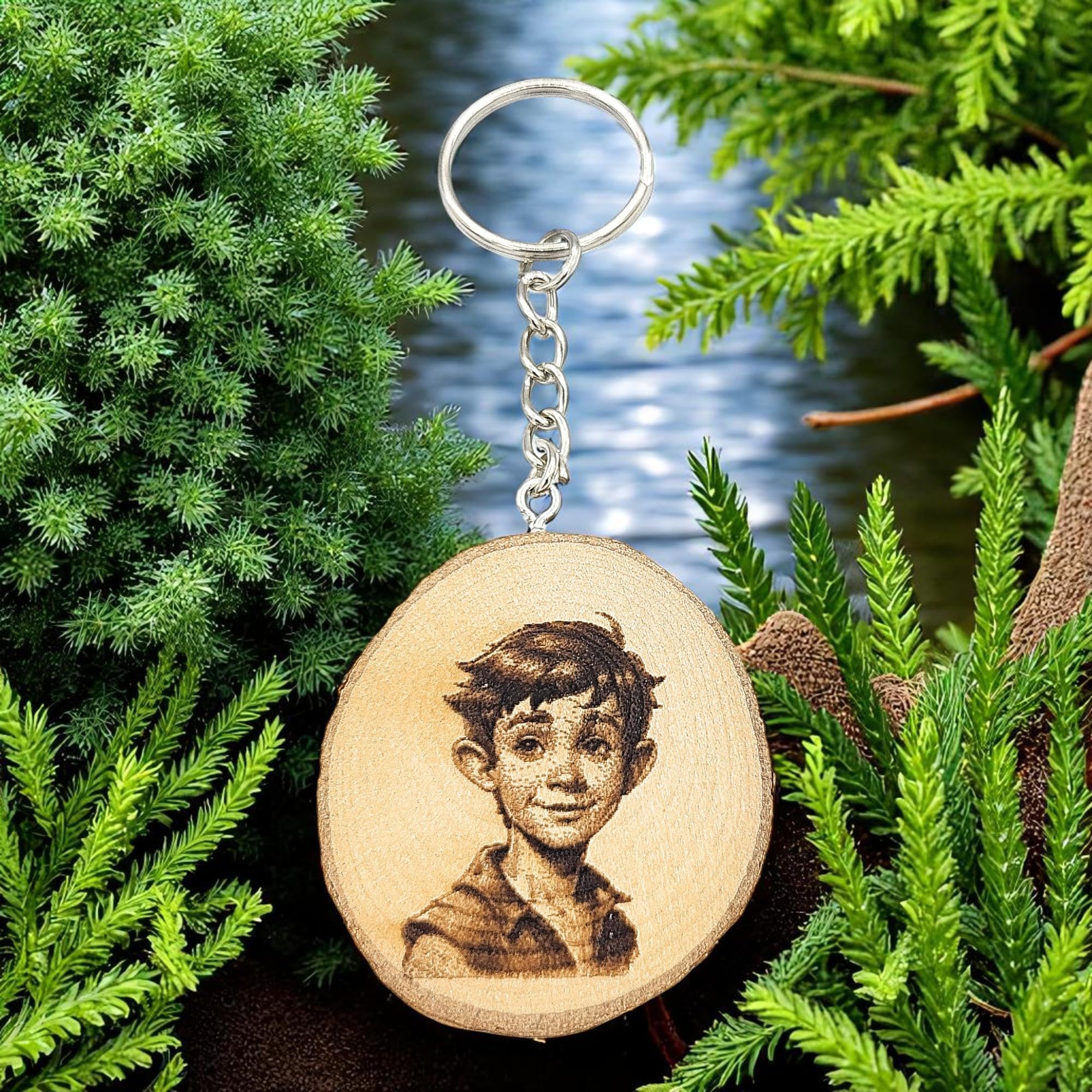 Peter Pan Lasergravierter Holz Schlüsselanhänger