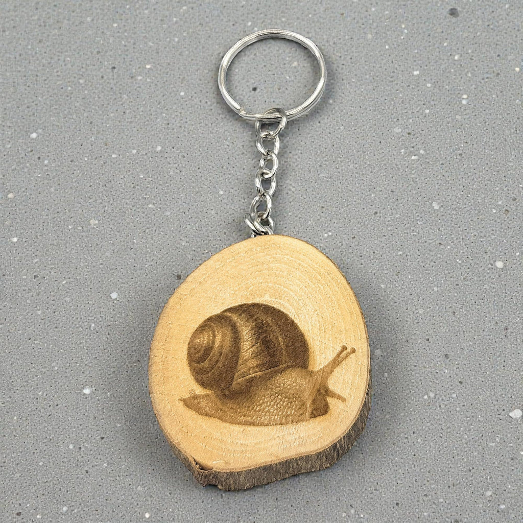 Schnecke Lasergravierter Holz Schlüsselanhänger