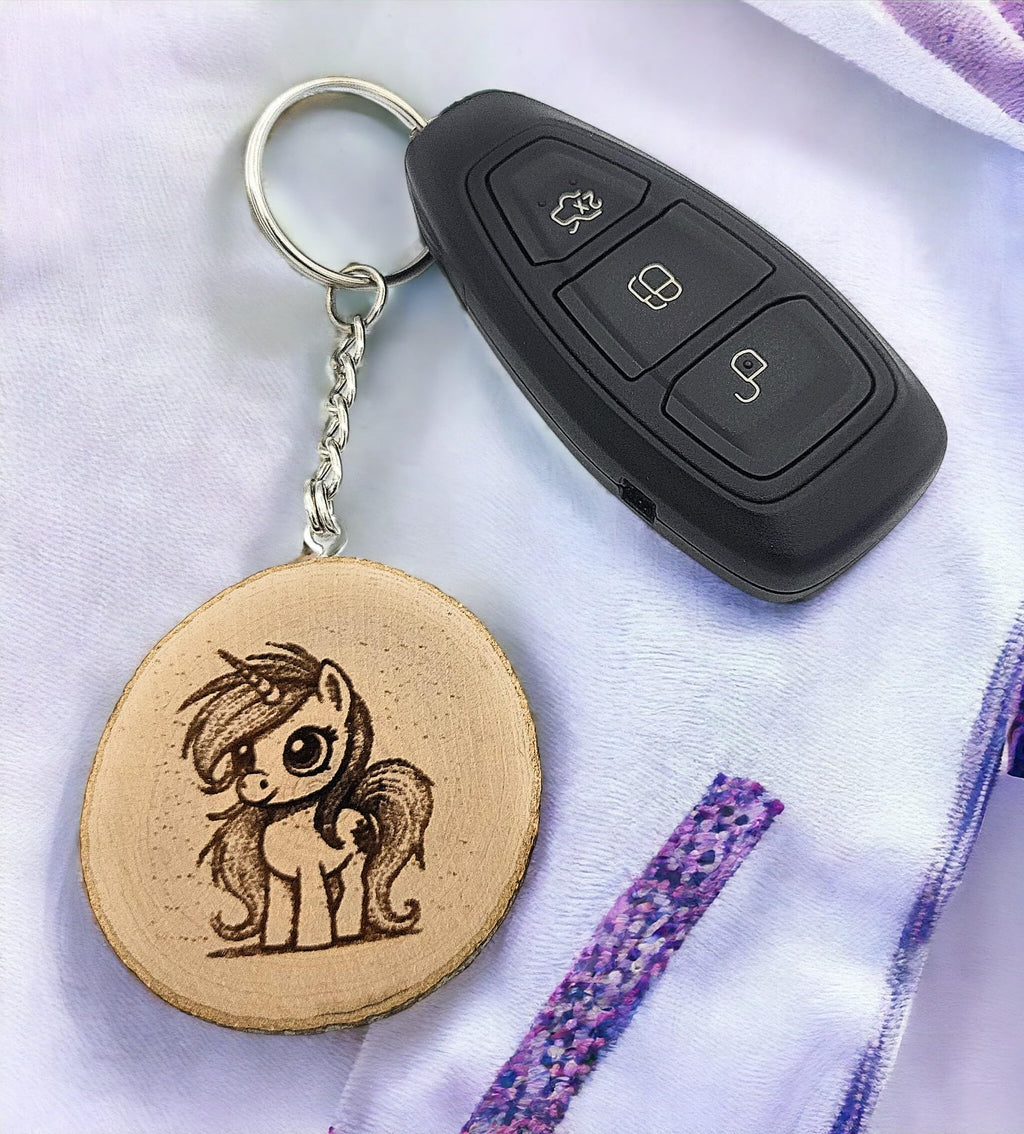 Little Pony Majisches Einhorn Lasergravierter Holz Schlüsselanhänger