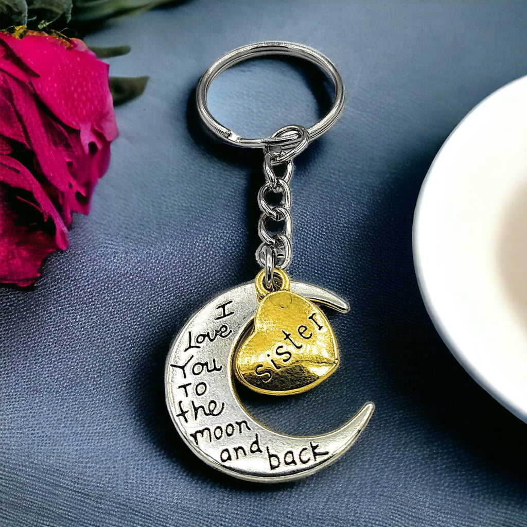 Metal 'Ich liebe Dich zum Mond und Zurück' Schlüsselanhänger