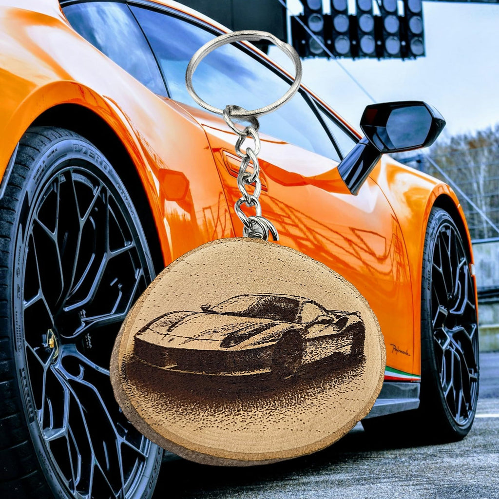 Supercar Lasergravierter Holz Schlüsselanhänger