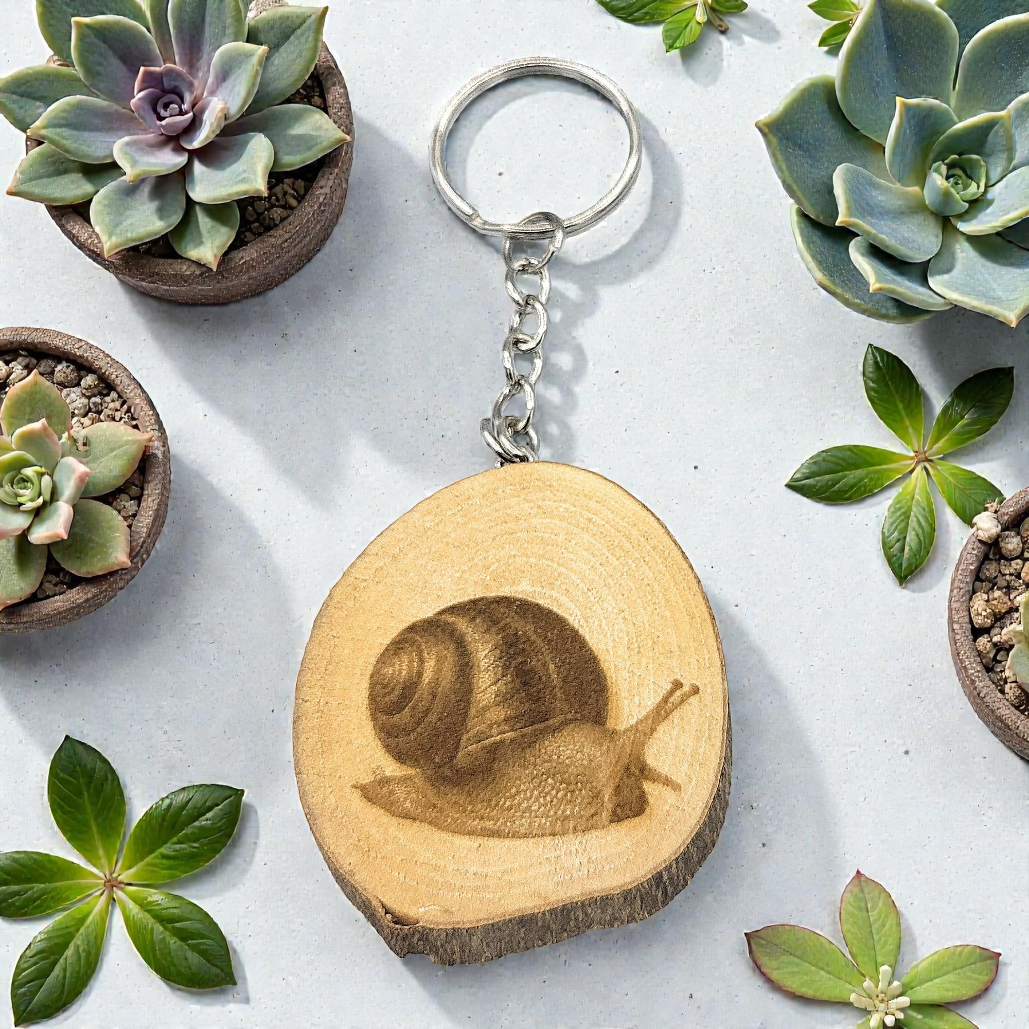 Schnecke Lasergravierter Holz Schlüsselanhänger
