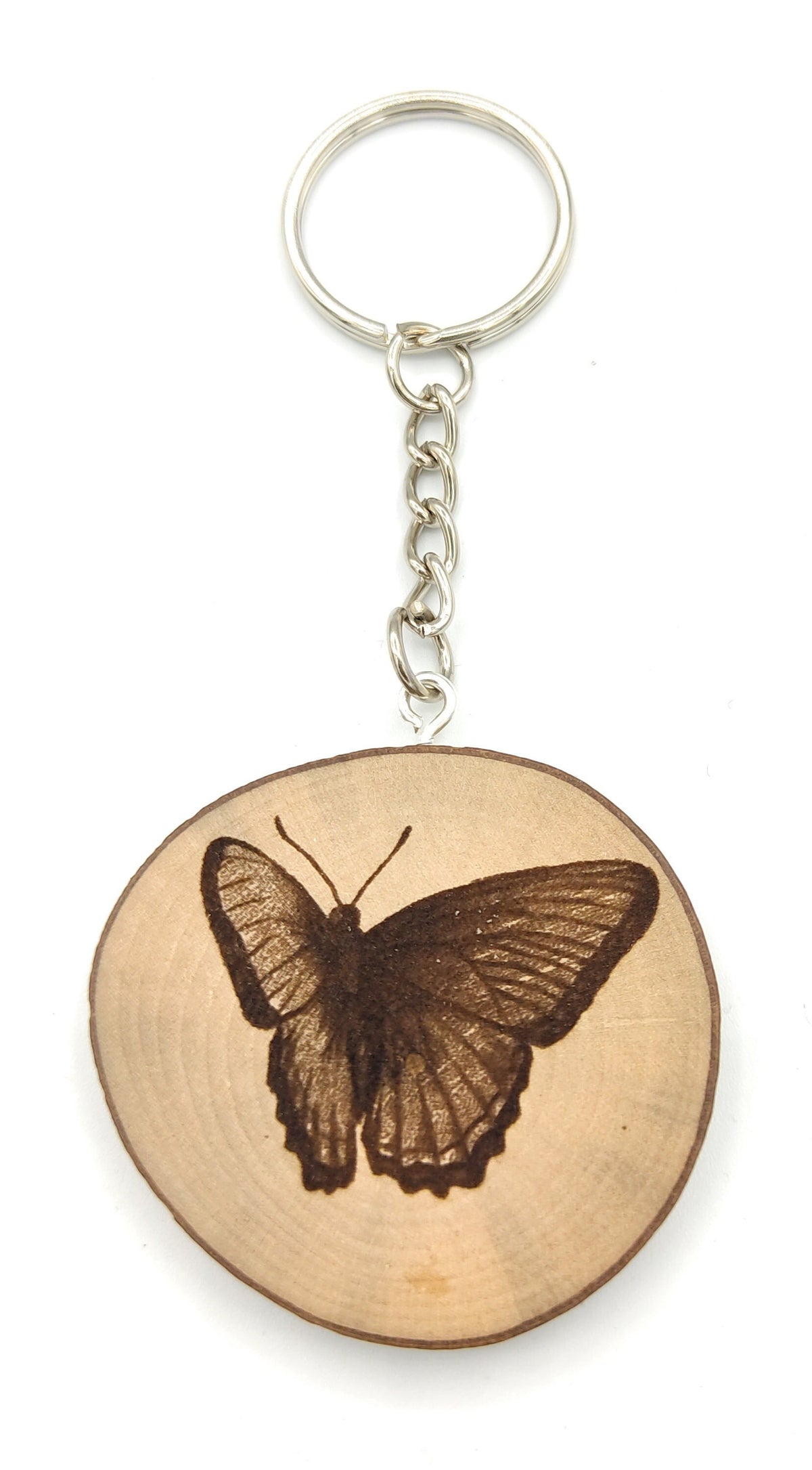Schmetterling Handgefertigter und naturbelassener Einzelstück Lasergravierter Schlüsselanhänger aus Holz
