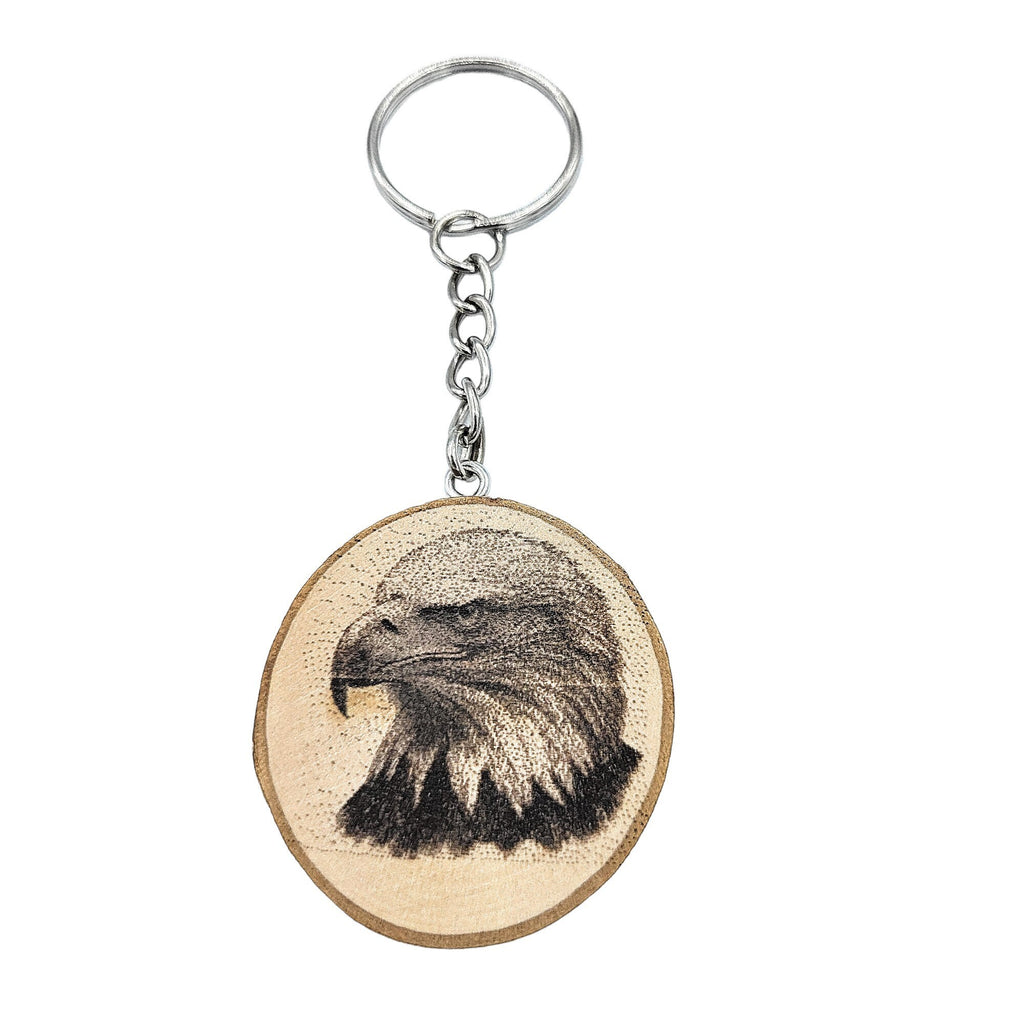 Der Weißkopfseeadler - Handgefertigter und naturbelassener Einzelstück Lasergravierter Schlüsselanhänger aus Holz