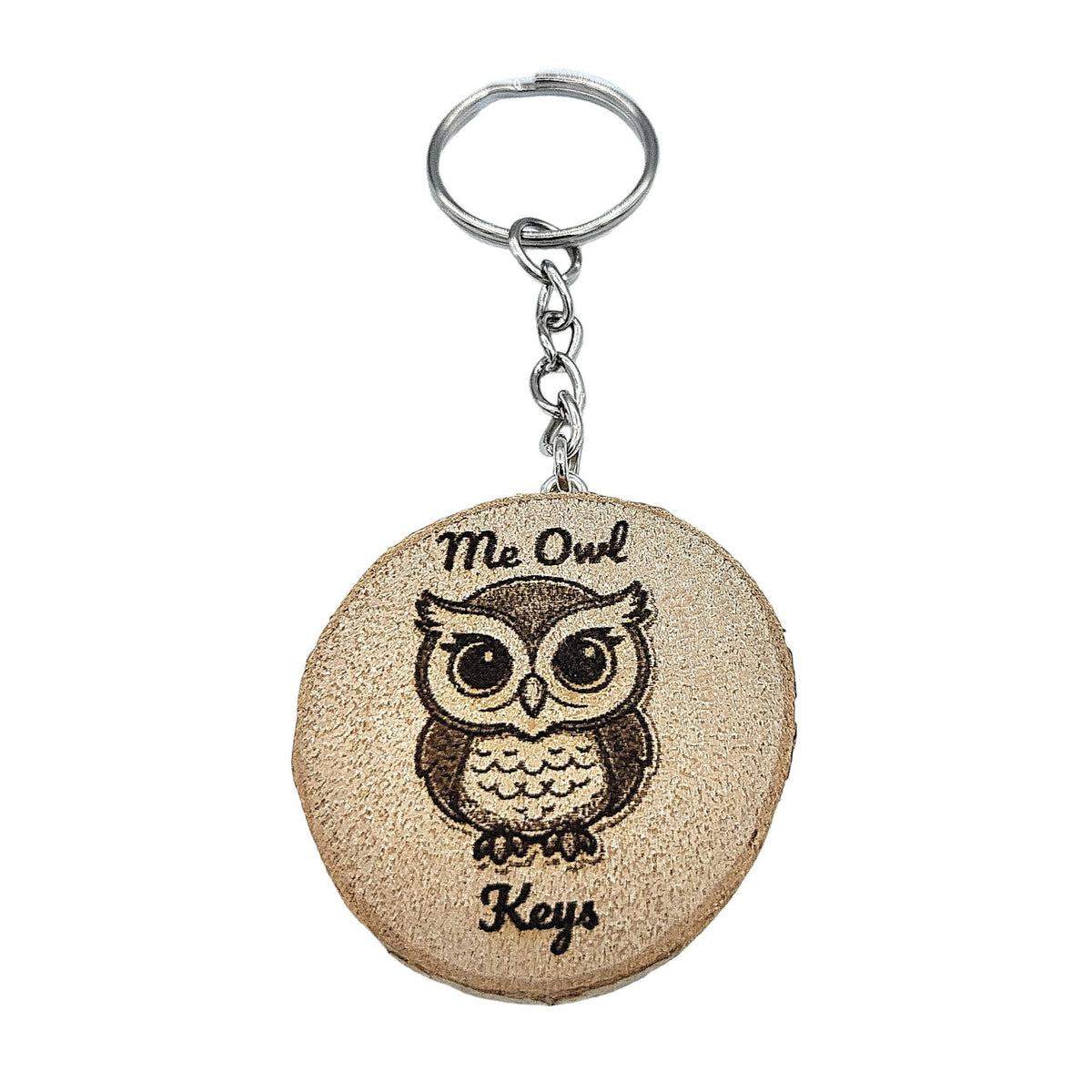 Lustiger "Me Owl Keys" Handgefertigter und naturbelassener Einzelstück Schlüsselanhänger aus Holz