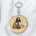 Jesus Christus Handgefertigter und naturbelassener Einzelstück Schlüsselanhänger aus Holz