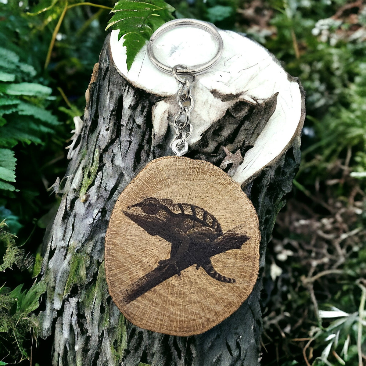 Chamäleon Lasergravierter Holz Schlüsselanhänger