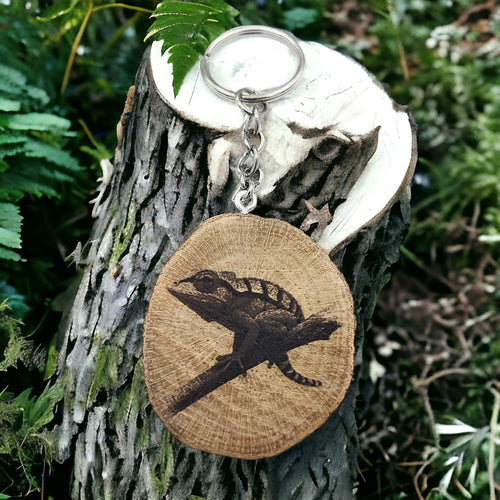 Chamäleon Lasergravierter Holz Schlüsselanhänger