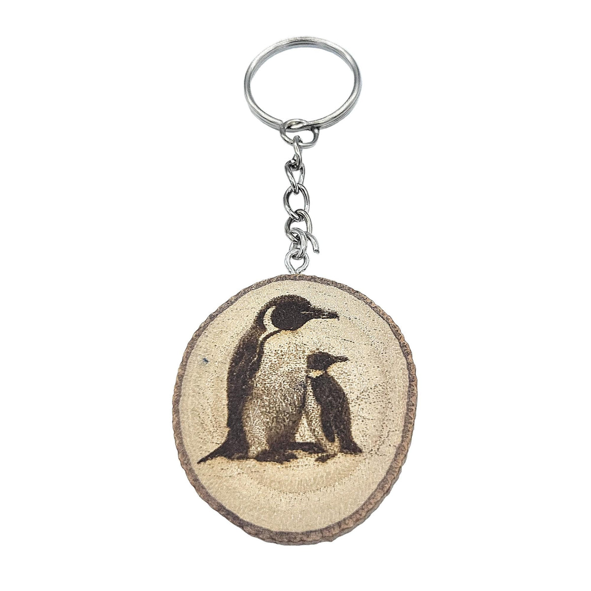 Kaiserpinguin Handgefertigter und naturbelassener Einzelstück Lasergravierter Schlüsselanhänger aus Holz