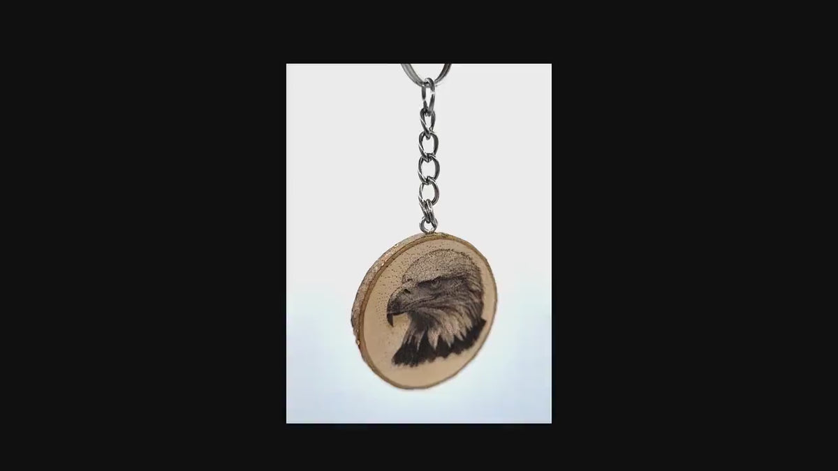 Der Weißkopfseeadler - Handgefertigter und naturbelassener Einzelstück Lasergravierter Schlüsselanhänger aus Holz